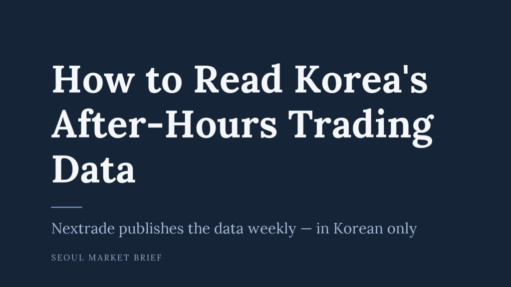 Korea after-hours trading session hours and investor composition on the Nextrade ATS