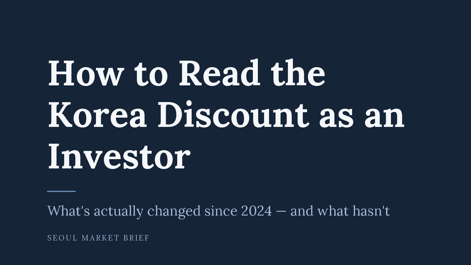 How to Read the Korea Discount as an Investor