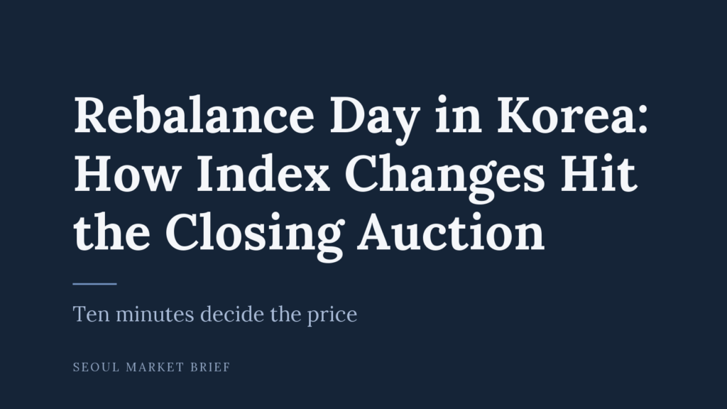 Seoul Market Brief cover - Rebalance Day in Korea: How Index Changes Hit the Closing Auction
